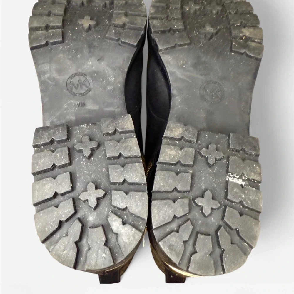 MICHAEL Michael Kors Bastien Black Leather Combat Boots Like New Edgy Urban 10M - Picture 6 of 8